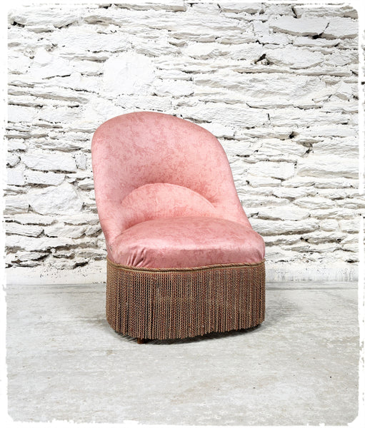 Fauteuil Crapaud Vintage Rose Ancien