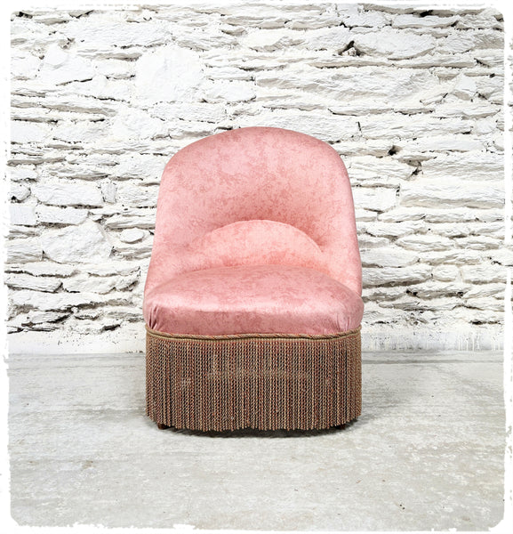 Fauteuil Crapaud Vintage Rose Ancien