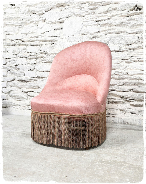 Fauteuil Crapaud Vintage Rose Ancien