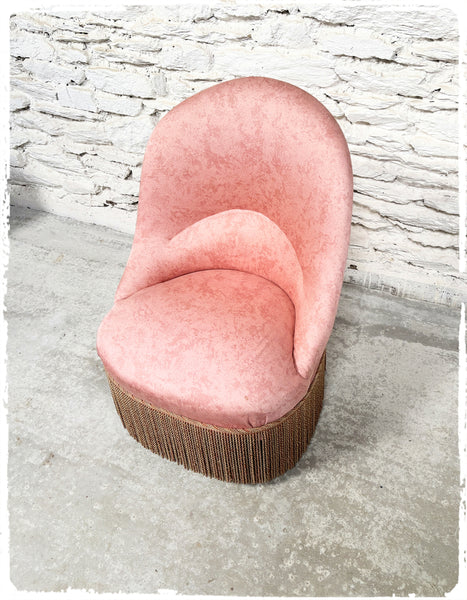 Fauteuil Crapaud Vintage Rose Ancien