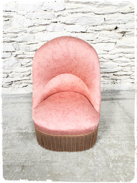 Fauteuil Crapaud Vintage Rose Ancien