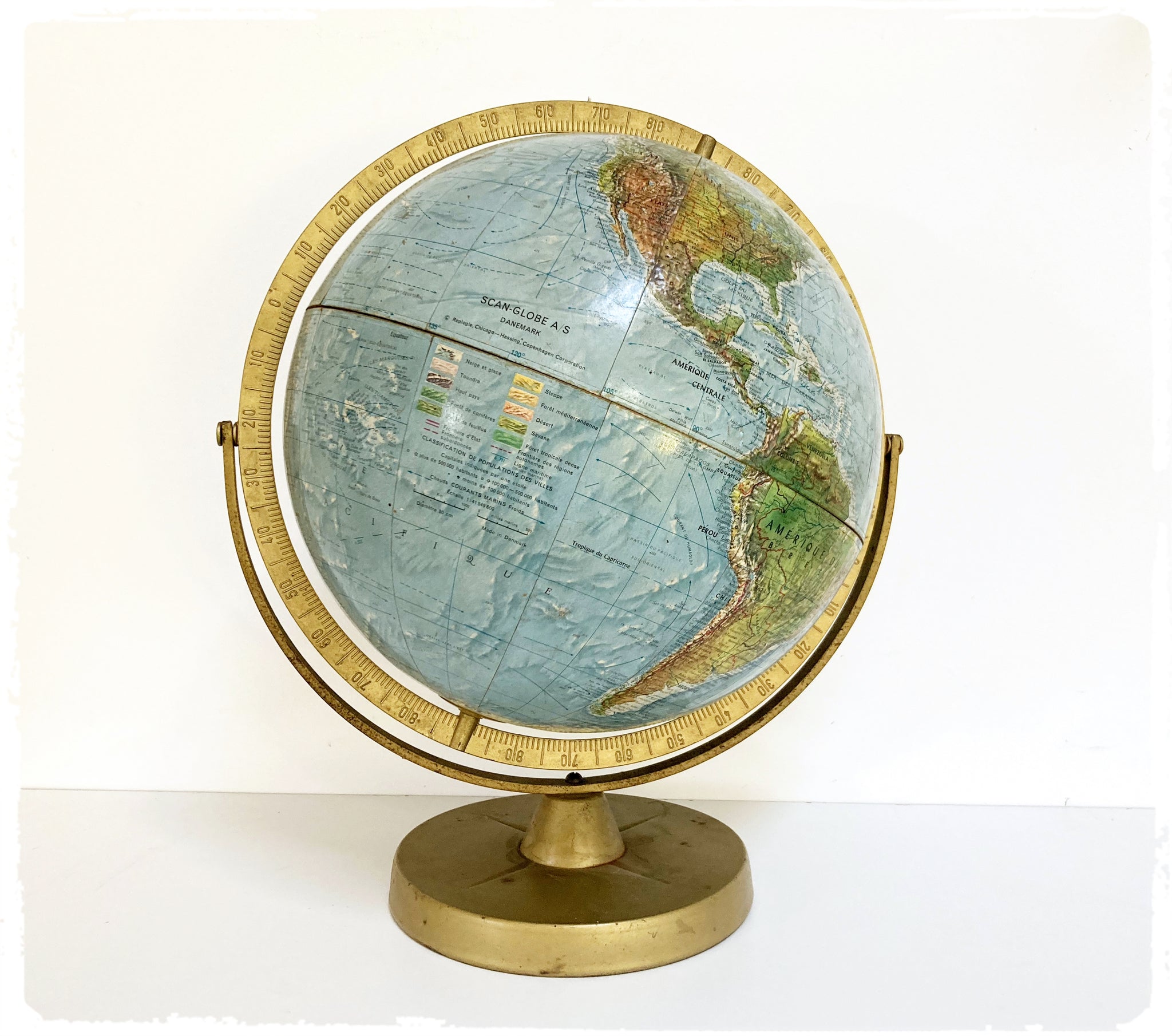 Grand Globe Terrestre Vintage Scandinave Scan Glob