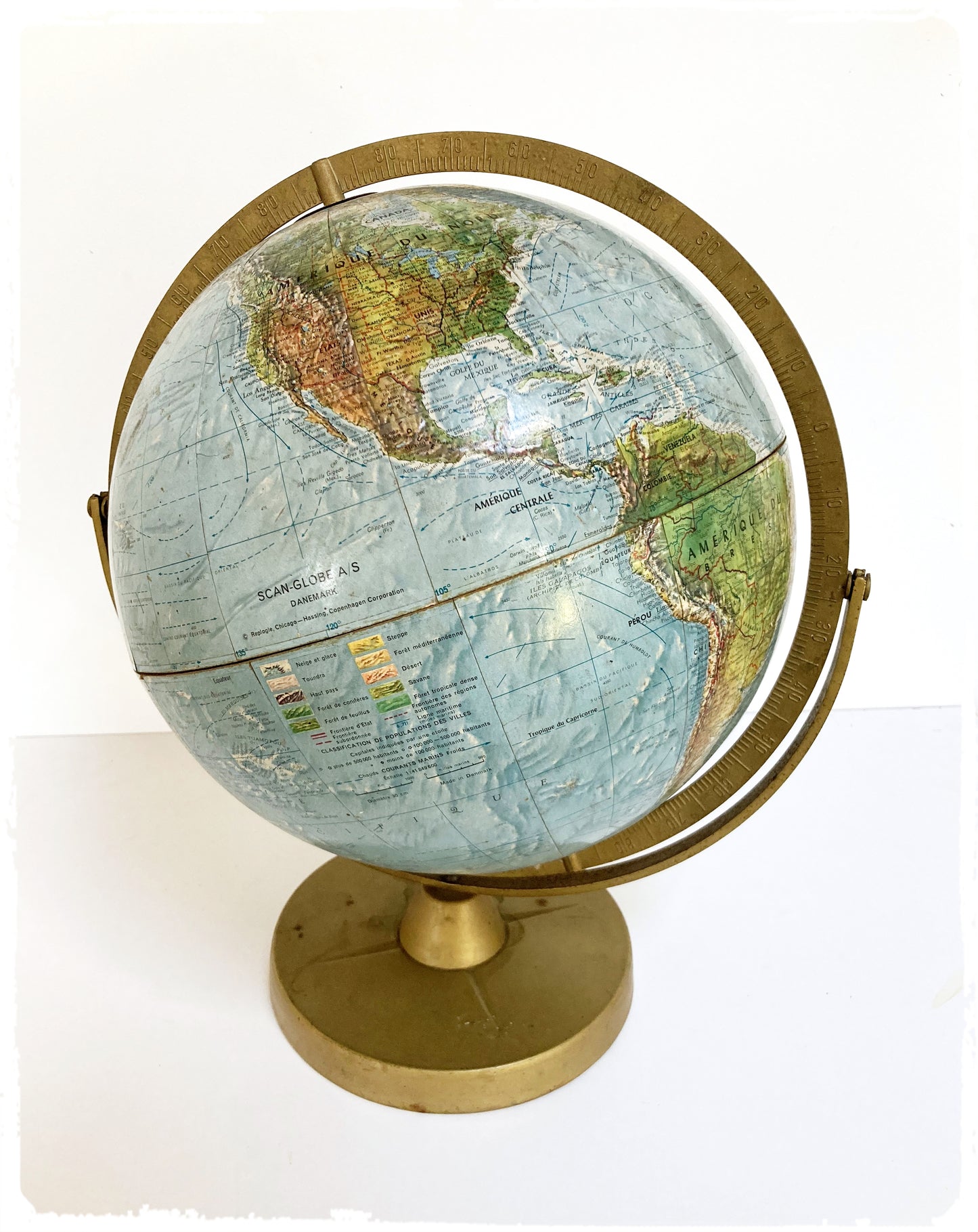 Grand Globe Terrestre Vintage Scandinave Scan Glob