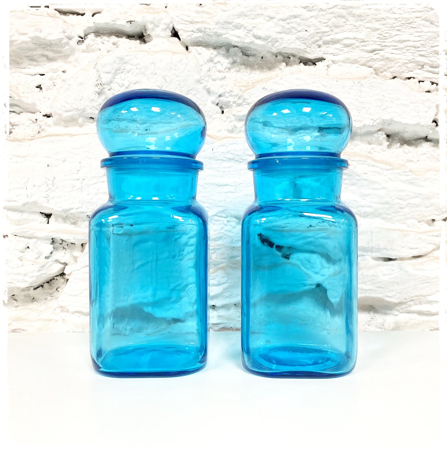 Grand Bocal Vintage Bleu en Verre Style Apothicaire