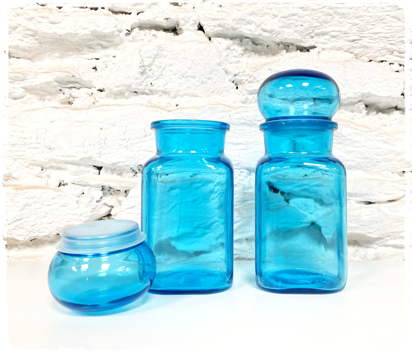 Grand Bocal Vintage Bleu en Verre Style Apothicaire