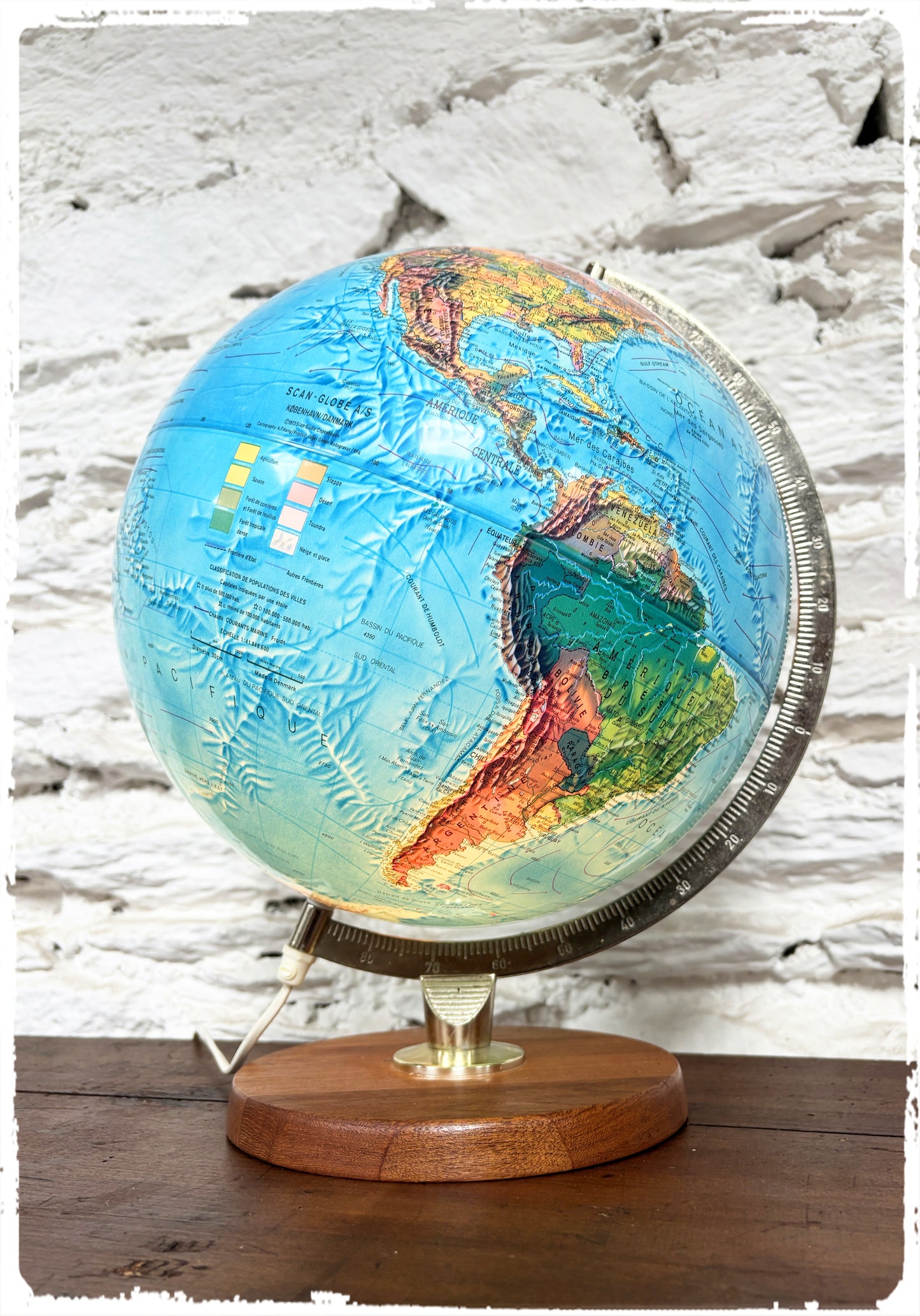 Grand Globe Terrestre Lumineux Vintage Scandinave Scan Globe
