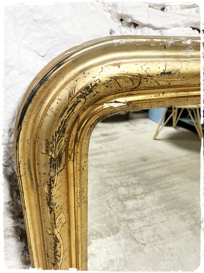 Grand Miroir Ancien Louis Philippe Doré 109 x 72 cm