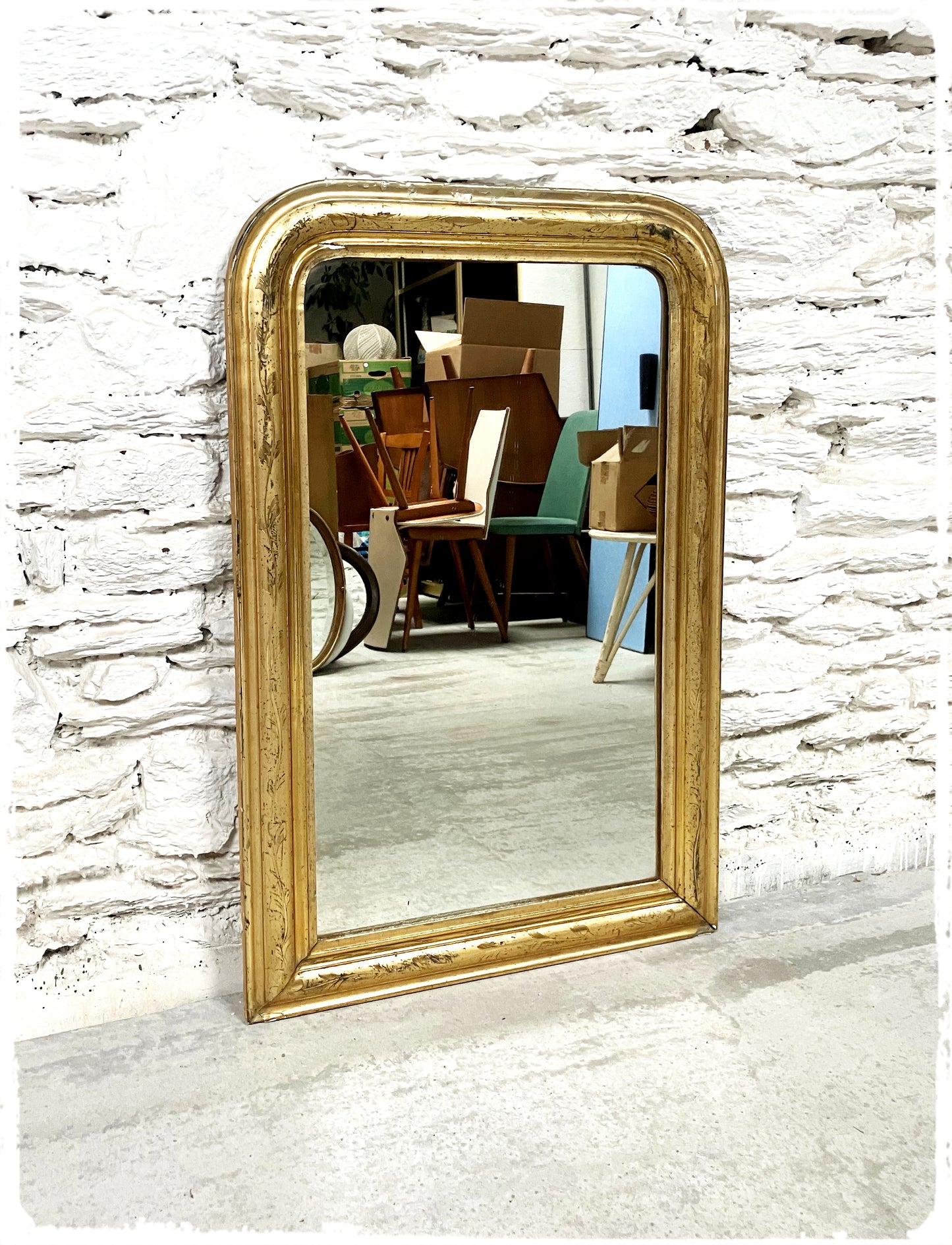 Grand Miroir Ancien Louis Philippe Doré 109 x 72 cm