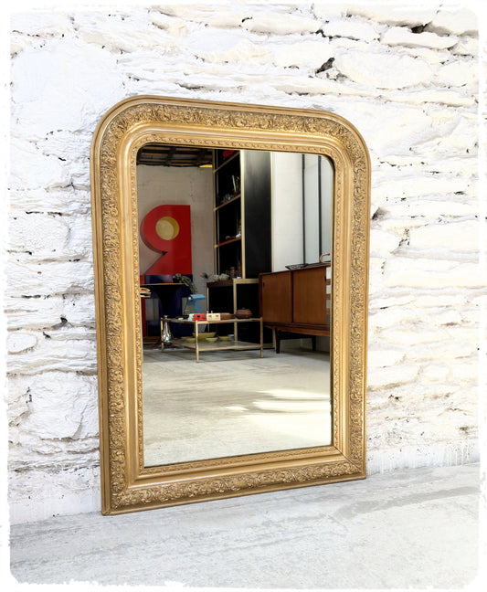 Grand Miroir Ancien Louis Philippe Doré 105 x 78 cm
