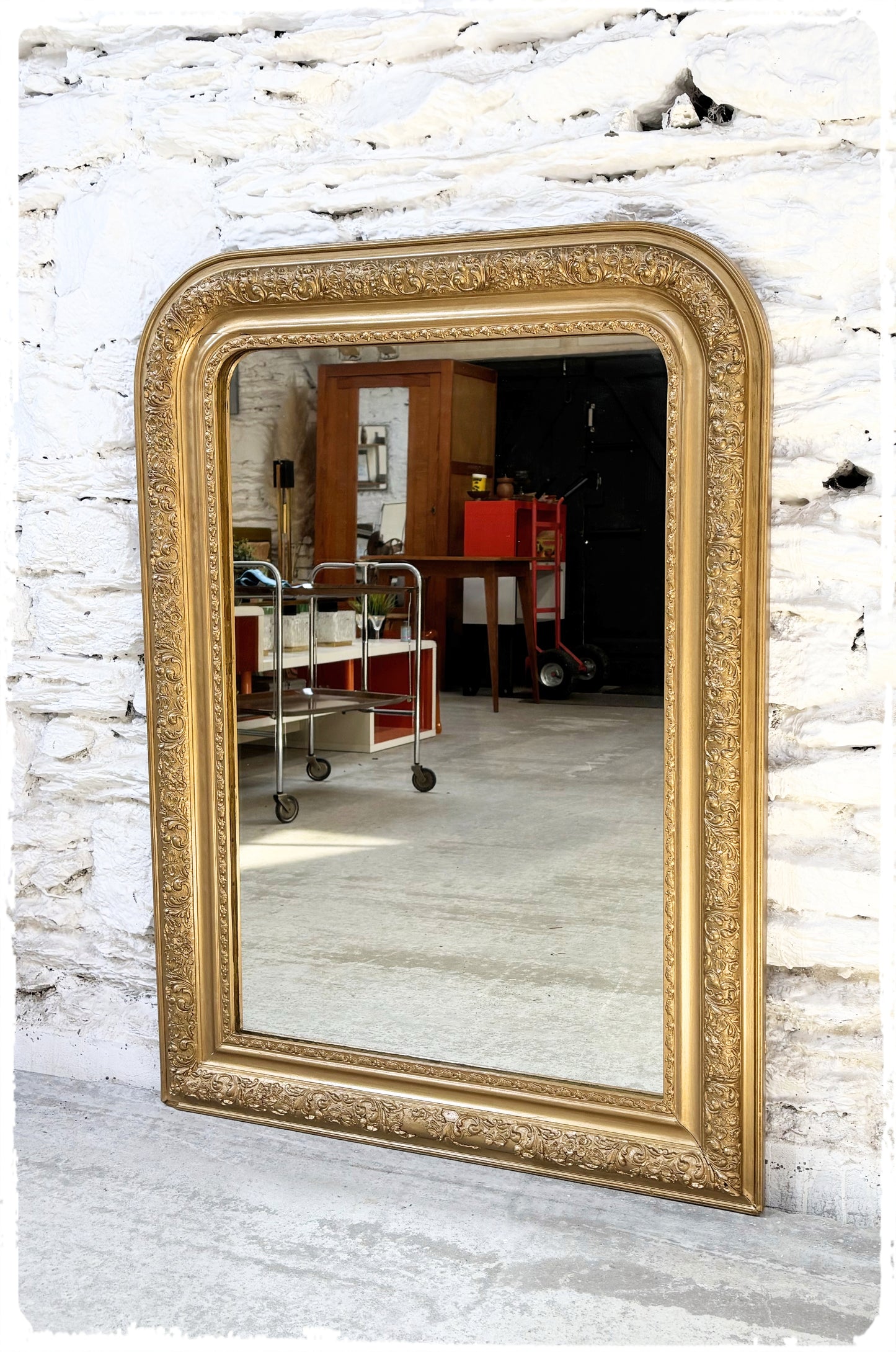 Grand Miroir Ancien Louis Philippe Doré 105 x 78 cm