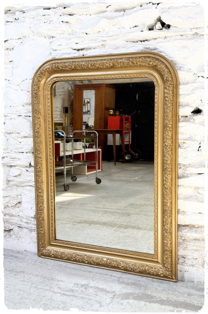 Grand Miroir Ancien Louis Philippe Doré 105 x 78 cm