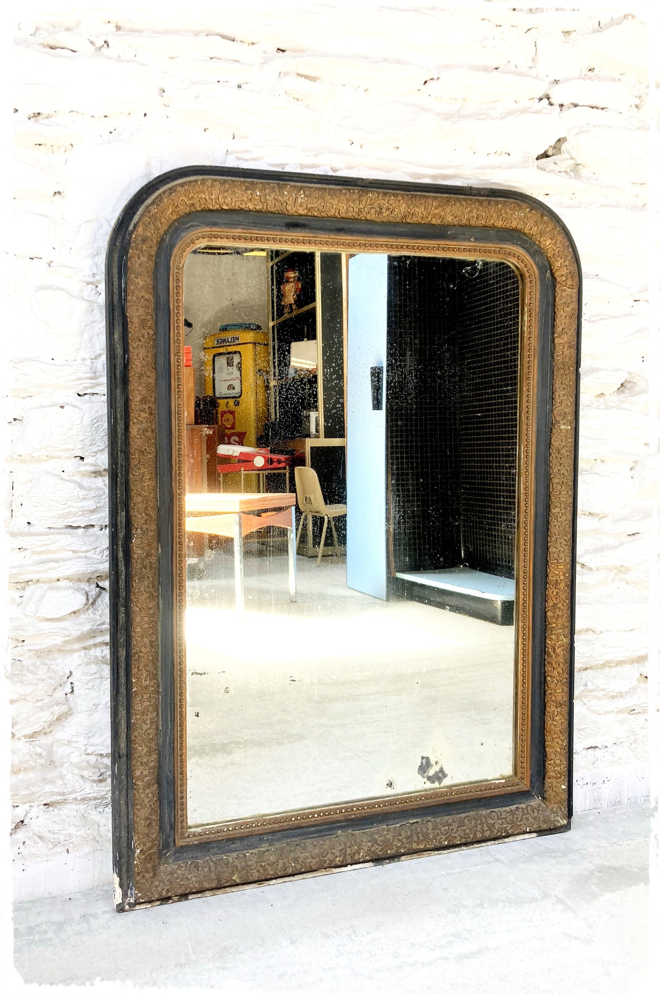 Grand Miroir Ancien Louis Philippe Perlé 110 x 81 cm