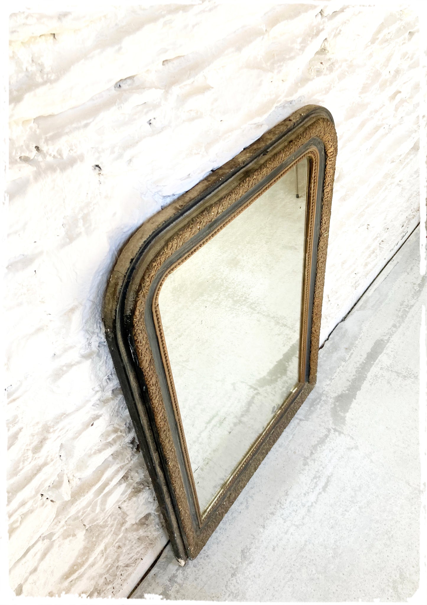 Grand Miroir Ancien Louis Philippe Perlé 110 x 81 cm
