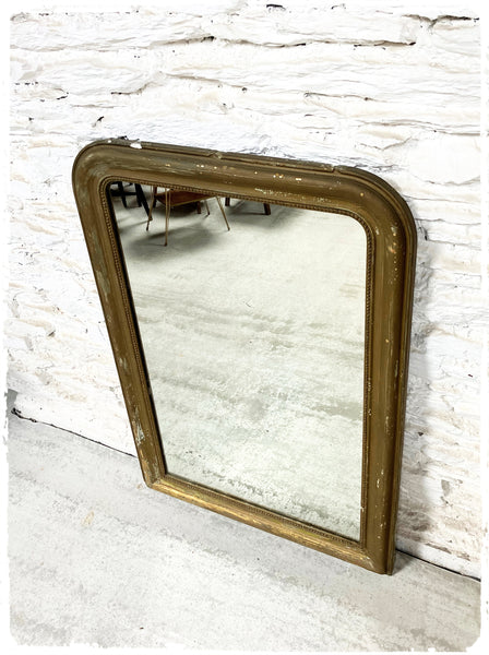 Grand Miroir Ancien Louis Philippe Perlé Doré 120 x 84 cm