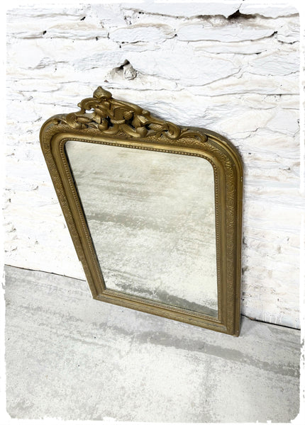 Grand Miroir Ancien Louis Philippe XL Perlé Doré à Fronton