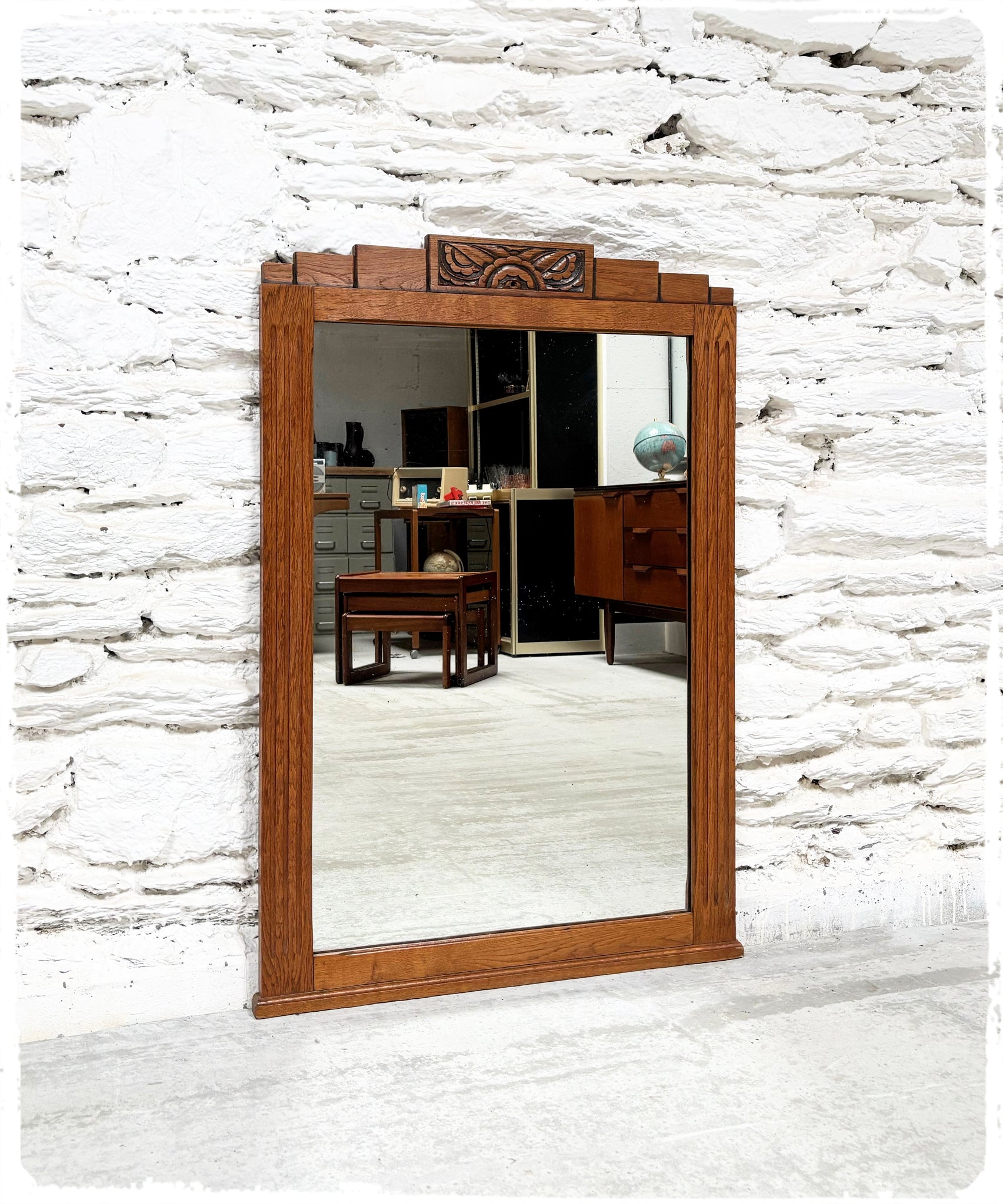 Grand Miroir Art Déco en Chêne