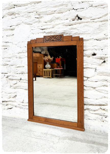 Grand Miroir Art Déco en Chêne