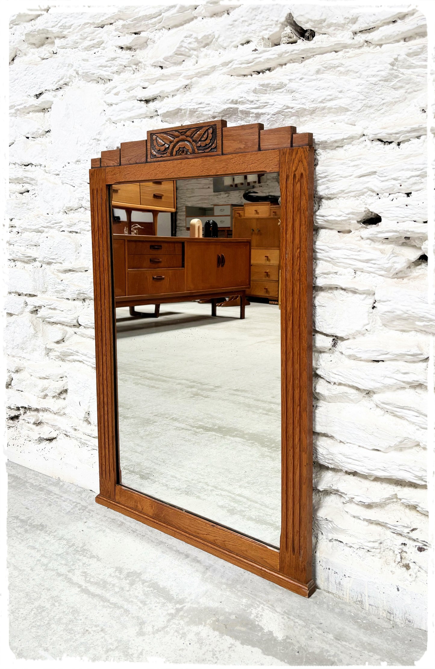 Grand Miroir Art Déco en Chêne