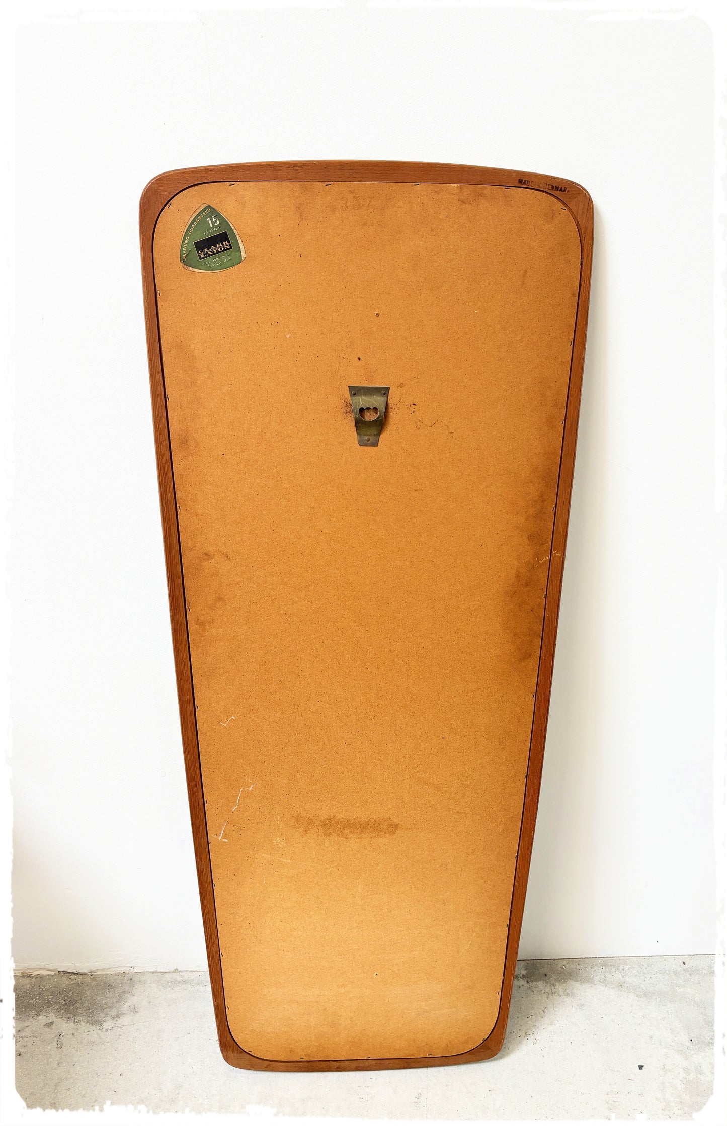 Grand Miroir Biseauté Rétroviseur Vintage Danois Clark Eaton en Teck
