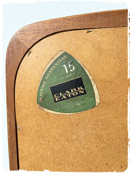 Grand Miroir Biseauté Rétroviseur Vintage Danois Clark Eaton en Teck