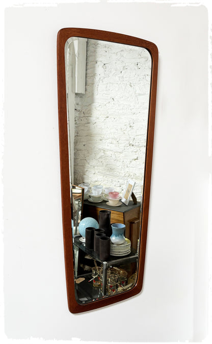 Grand Miroir Biseauté Rétroviseur Vintage Danois Clark Eaton en Teck
