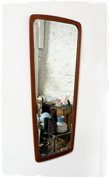 Grand Miroir Biseauté Rétroviseur Vintage Danois Clark Eaton en Teck