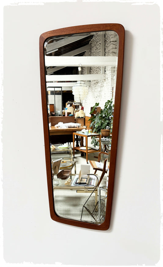 Grand Miroir Biseauté Rétroviseur Vintage Danois Clark Eaton en Teck