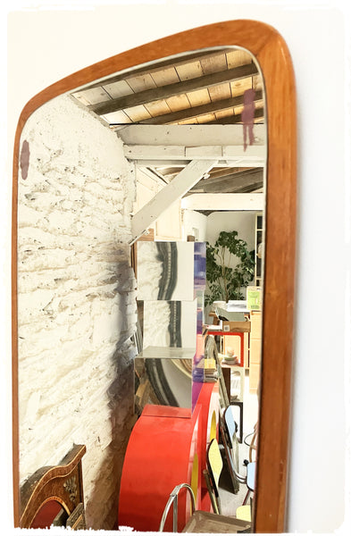 Grand Miroir Forme Libre Rétroviseur Vintage en Teck