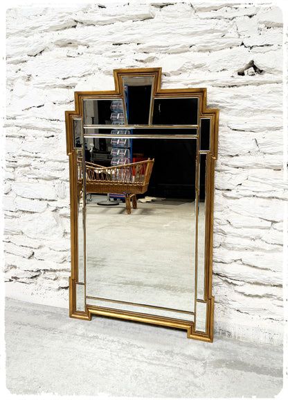 Grand Miroir Vintage Bois Doré Art Déco Deknudt