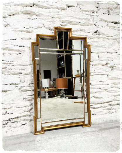 Grand Miroir Vintage Bois Doré Art Déco Deknudt