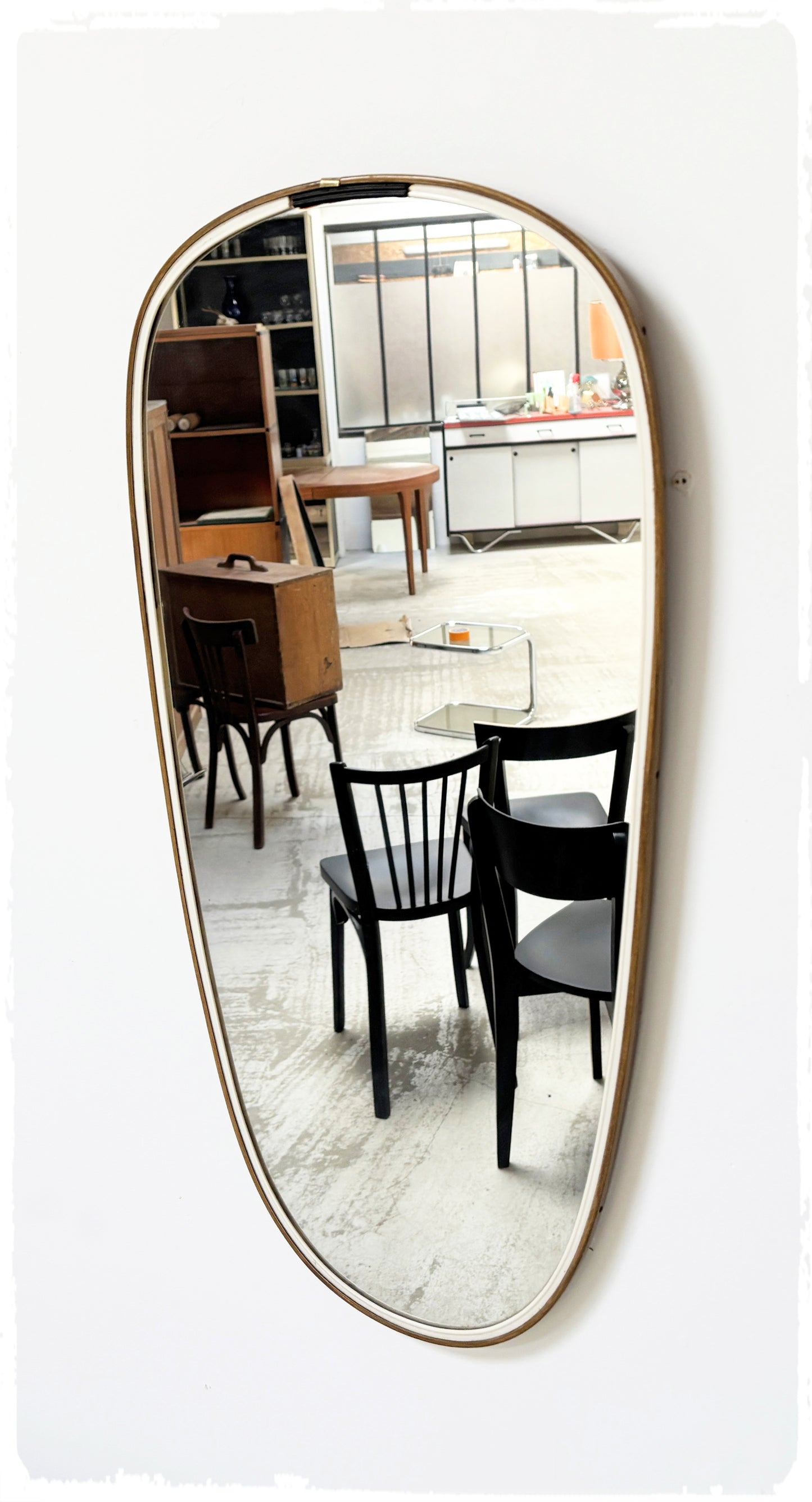 Grand Miroir Vintage Rétroviseur Forme Libre Années 50, 60