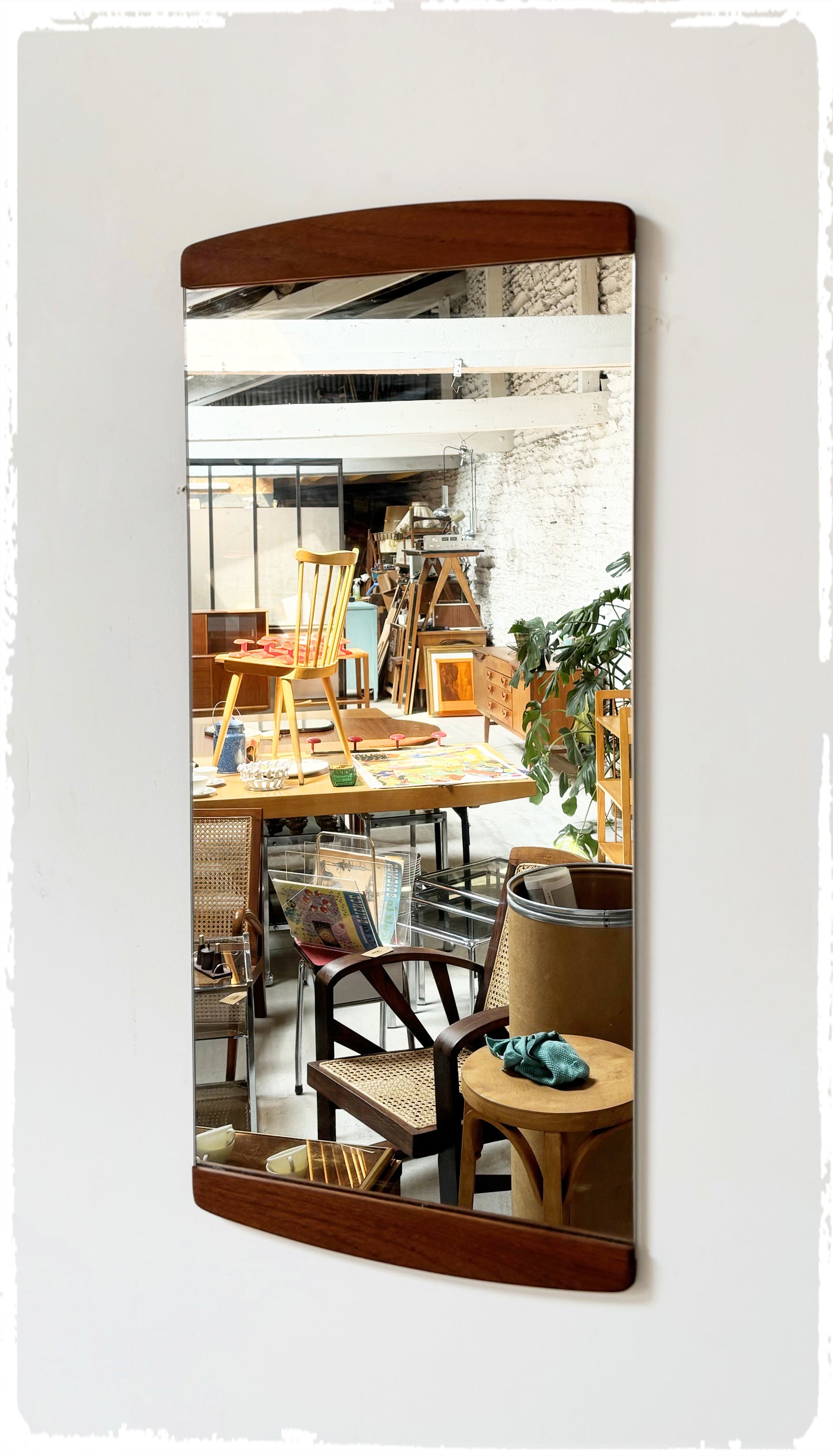 Grand Miroir Vintage Style Scandinave en Teck