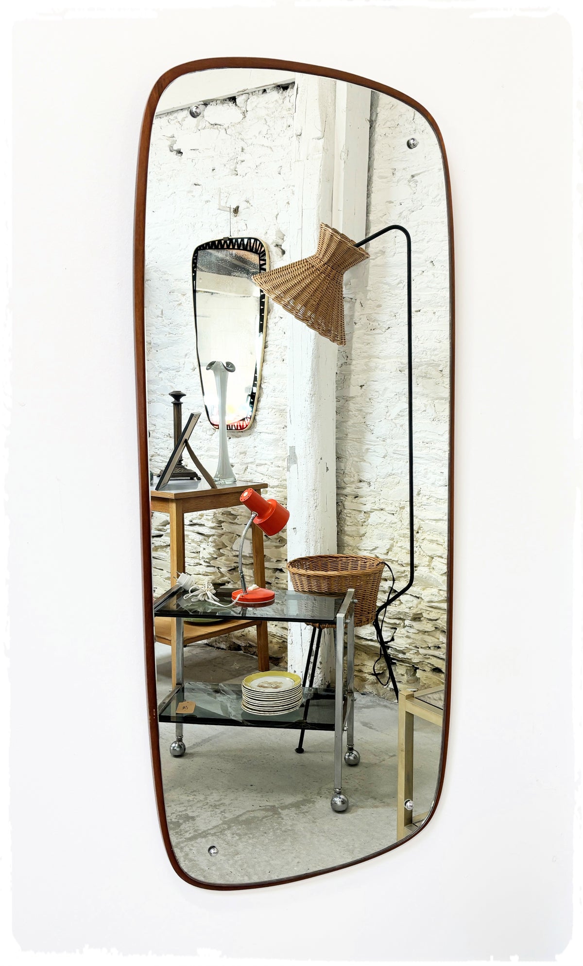 Grand Miroir XXL Vintage en Teck