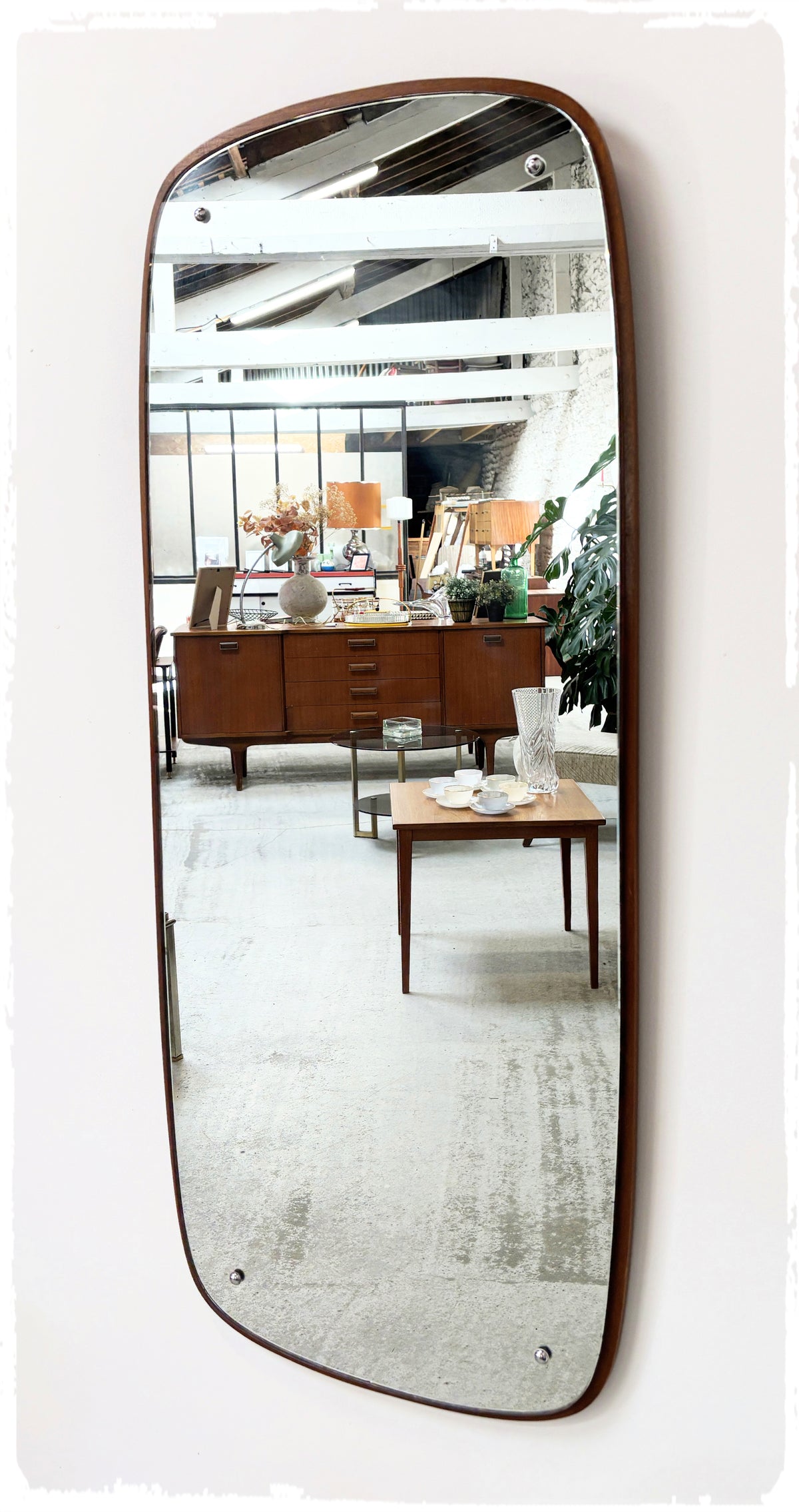 Grand Miroir XXL Vintage en Teck