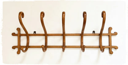 Grand Porte Manteaux Mural Vintage Bois Courbé Thonet