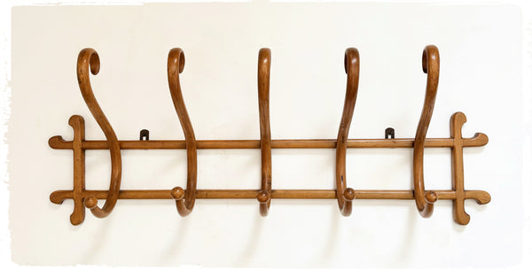 Grand Porte Manteaux Mural Vintage Bois Courbé Thonet
