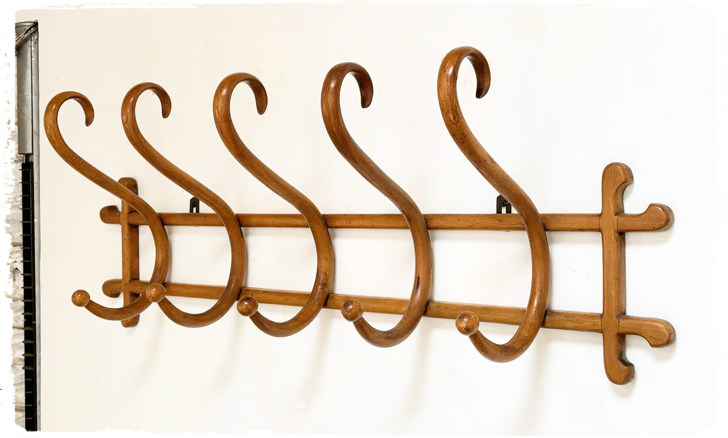 Grand Porte Manteaux Mural Vintage Bois Courbé Thonet