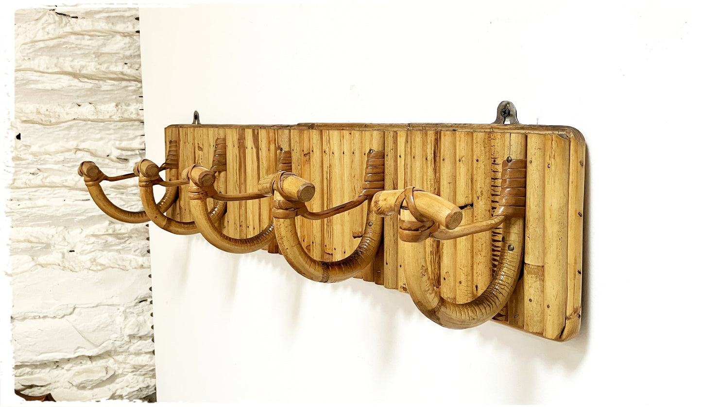 Grand Porte Manteaux Vintage en Rotin