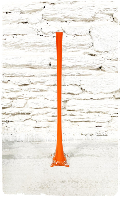 Grand Vase Vintage Soliflore Orange en Verre 80 cm