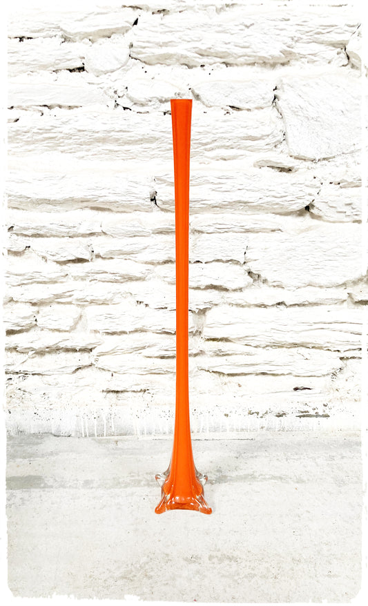 Grand Vase Vintage Soliflore Orange en Verre 80 cm