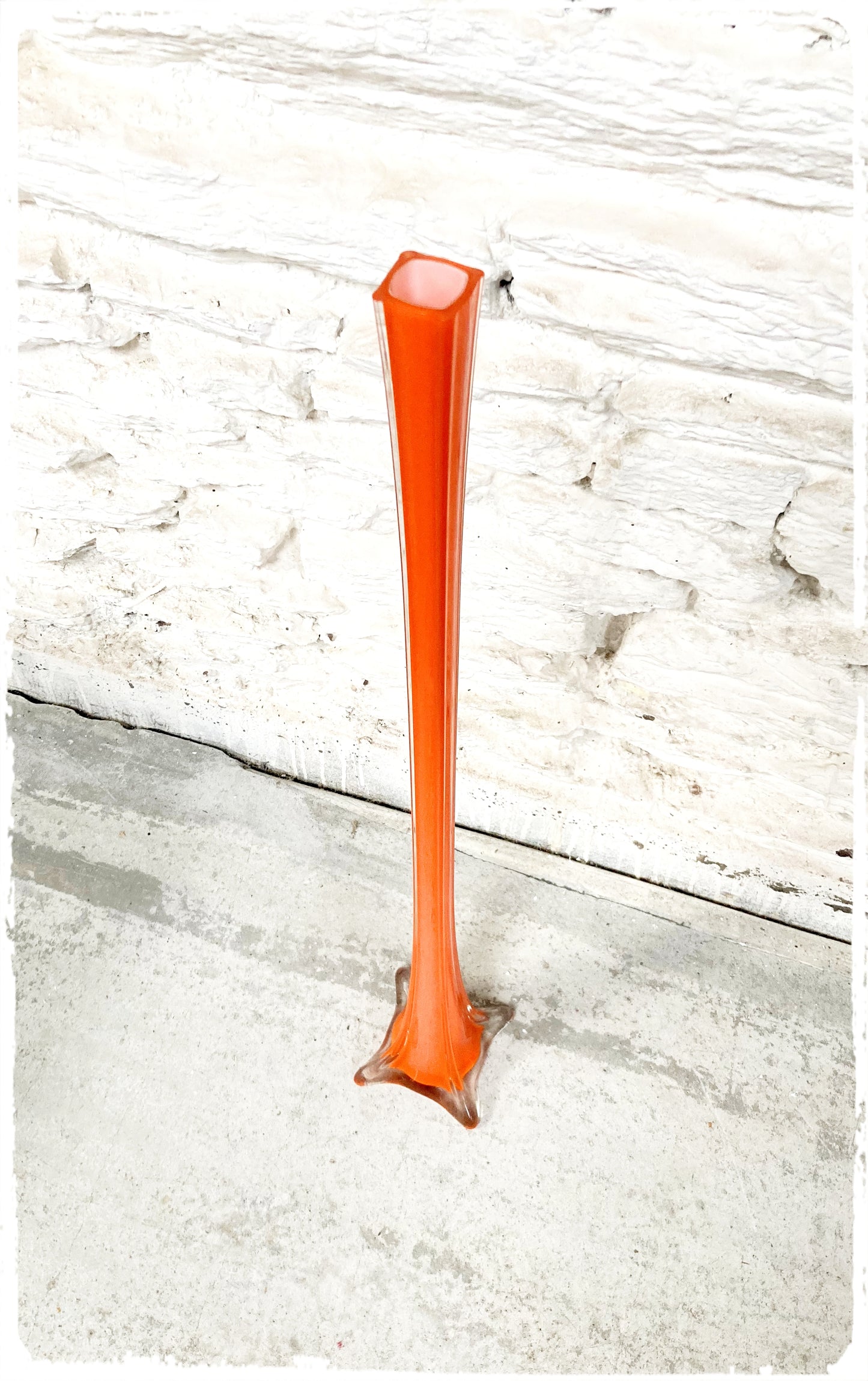 Grand Vase Vintage Soliflore Orange en Verre 80 cm