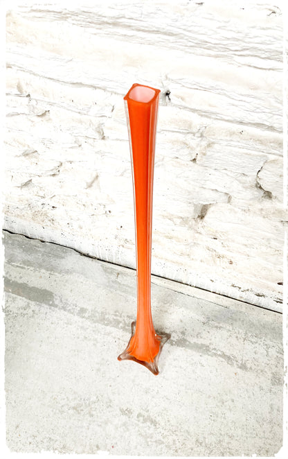 Grand Vase Vintage Soliflore Orange en Verre 80 cm