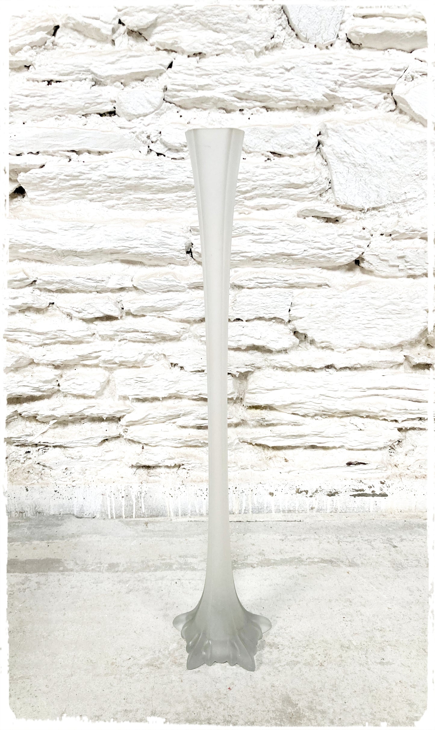Grand Vase Vintage Soliflore en Verre Givré 80 cm