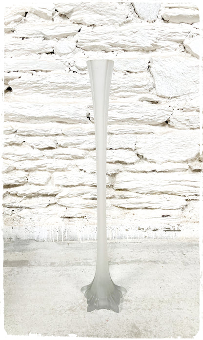 Grand Vase Vintage Soliflore en Verre Givré 80 cm