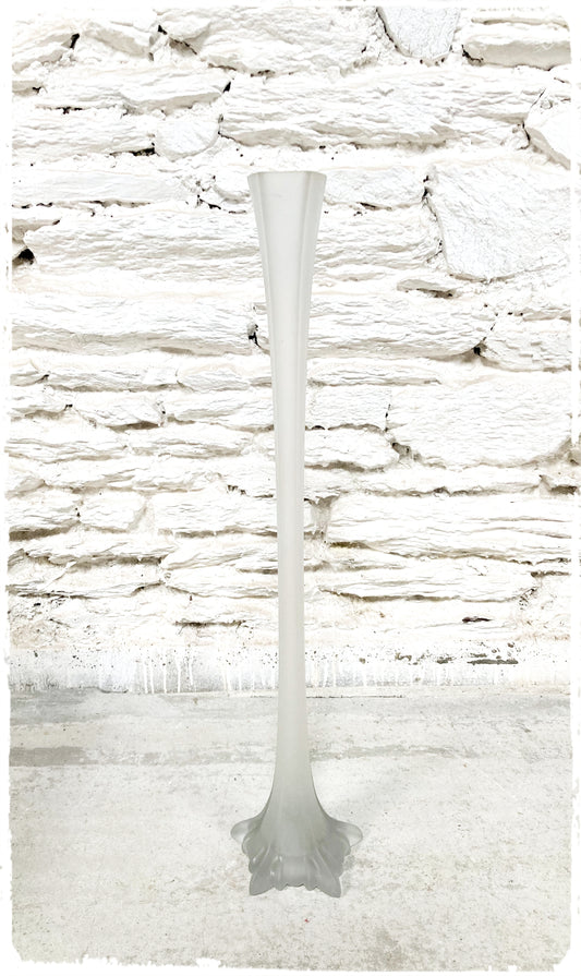 Grand Vase Vintage Soliflore en Verre Givré 80 cm