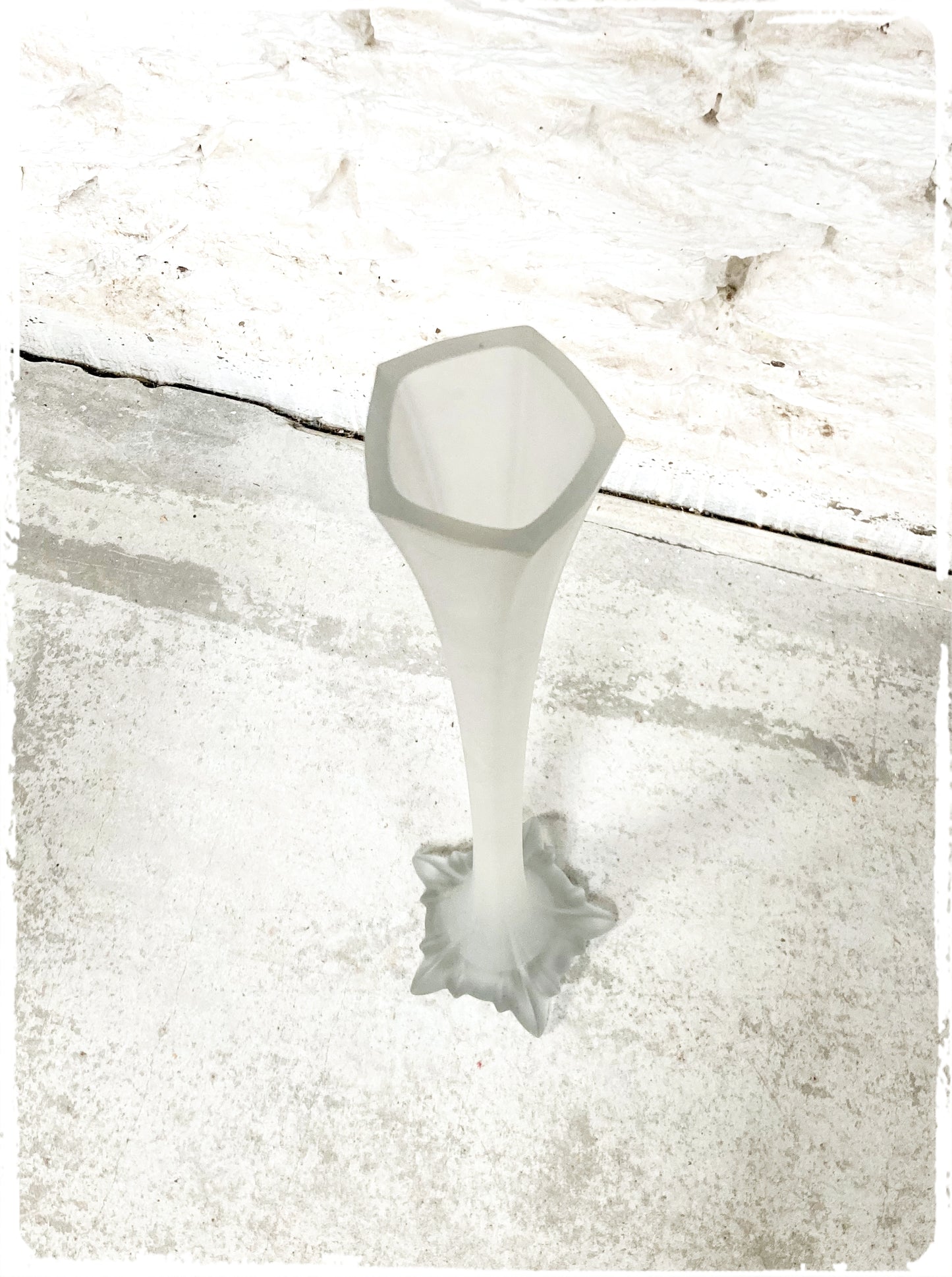 Grand Vase Vintage Soliflore en Verre Givré 80 cm