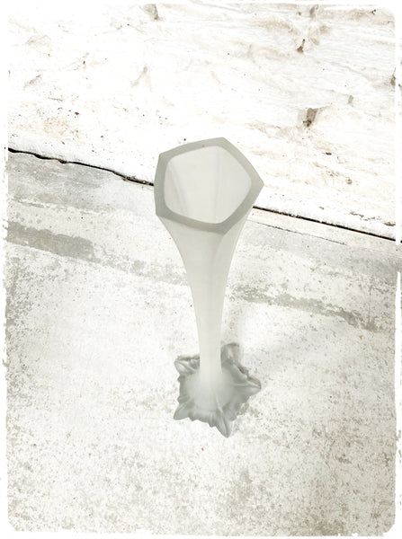 Grand Vase Vintage Soliflore en Verre Givré 80 cm
