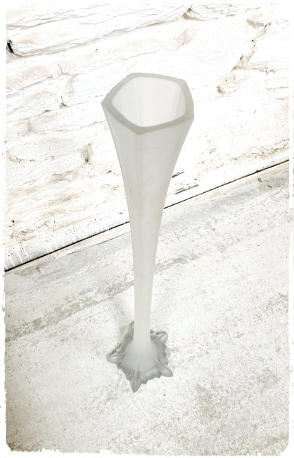Grand Vase Vintage Soliflore en Verre Givré 80 cm