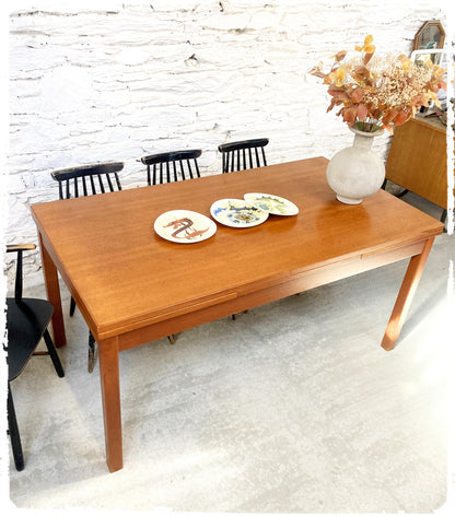 Grande Table à Manger Vintage Extensible en Teck