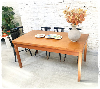 Grande Table à Manger Vintage Extensible en Teck